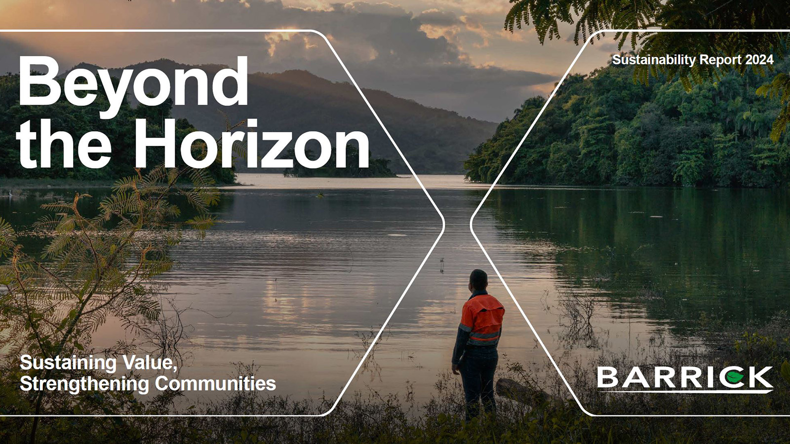 The image shows the cover of Barrick's 2024 Sustainability Report titled 