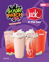 SOUR PATCH KIDS® Watermelon beverages include: Watermelon Shake, Watermelon Twisted Soda, Watermelon Lemonade, and, in select cities, Watermelon Slushie.