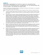 Annex B - Proposed Amendment of the Articles of Incorporation to Declassify the Board of Directors