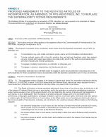 Annex C - Proposed Amendment of the Articles of Incorporation to Replace the Supermajority Voting Requirements