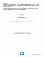 Annex D - Proposed Amendment of the Bylaws to Replace the Supermajority Voting Requirements